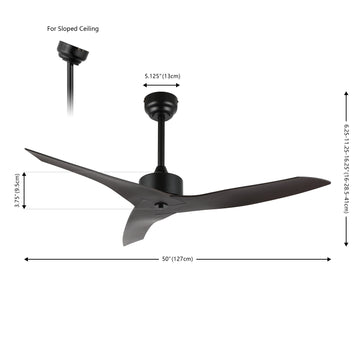Aldrin 50" Modern Minimalist Iron/Plastic Mobile-App/Remote-Controlled 6-Speed Razor Ceiling Fan - JONATHAN Y